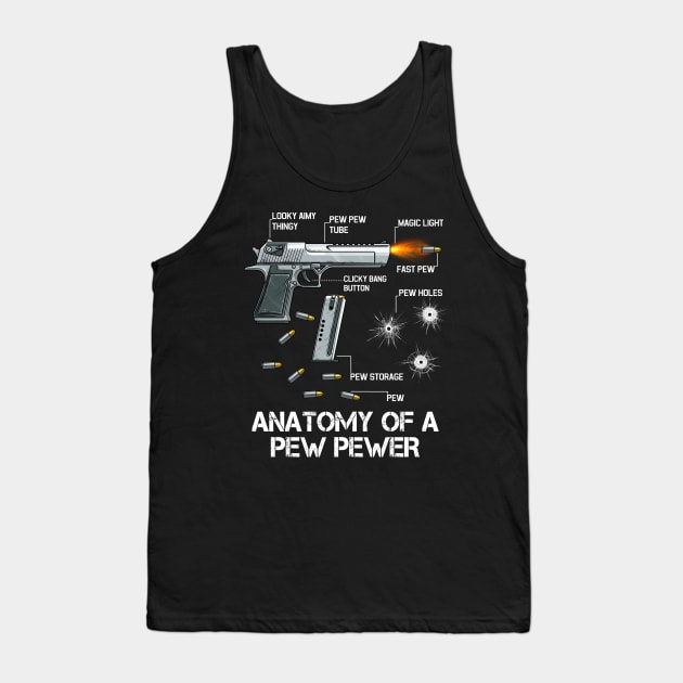 Anatomy Of A Pew Pewer - Ammo Gun Amendment Tank Top by jodesigners